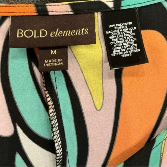 BOLD elements Multicolor Abstract Women's Blouse Boho Kimono style size M - Picture 9 of 10